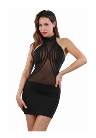 Robe noire moulante transparence sexy