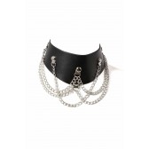 Collier Chainette simili cuir noir