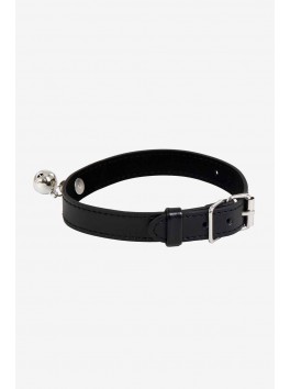 Collier Clochette simili cuir noir